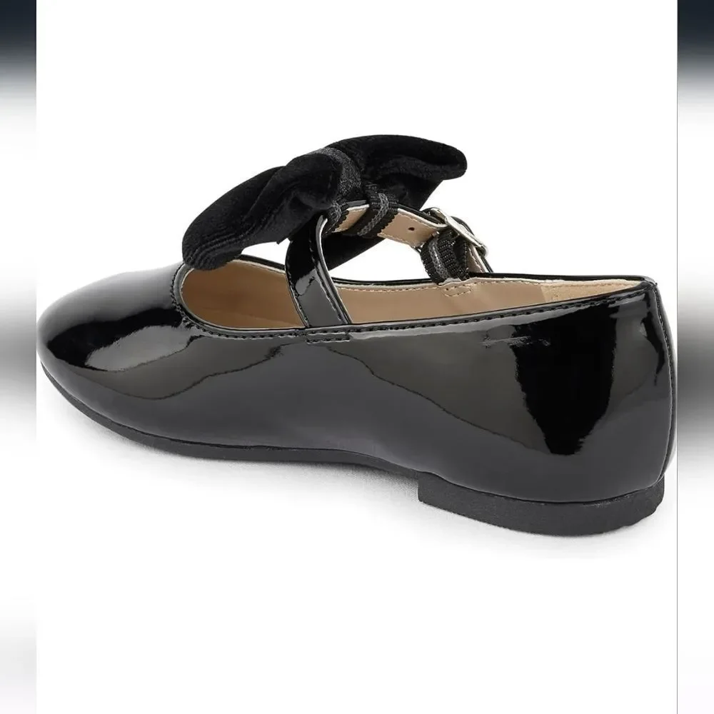 Gymboree Girls Black Dressy Mary Jane's Ballet Flat with removable bow s…